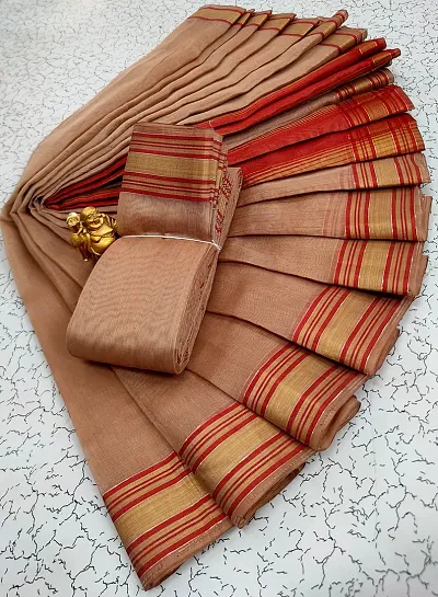 South Cotton Zari Woven Sarees with Blouse piece