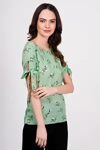 Casual Regular Sleeves Printed Women Green Top-thumb3