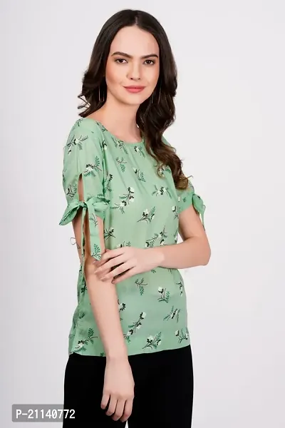 Casual Regular Sleeves Printed Women Green Top-thumb4