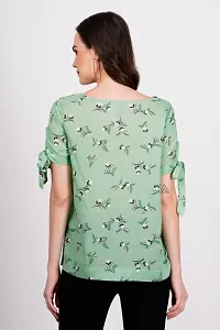 Casual Regular Sleeves Printed Women Green Top-thumb2