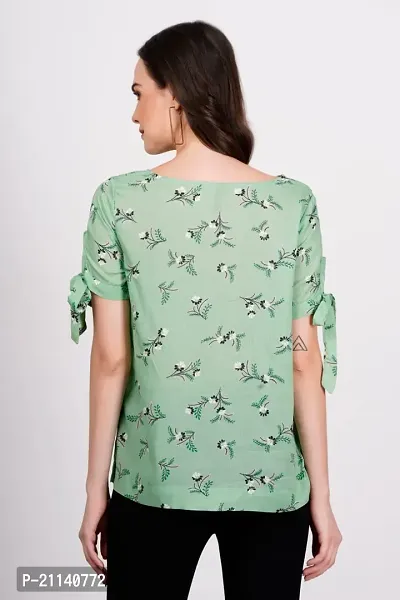 Casual Regular Sleeves Printed Women Green Top-thumb3