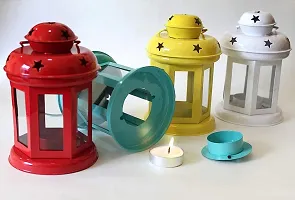 Hanging Lantern Tealight Holder - Decorations Items for Home Deacute;cor Set of 1 With Candles Blue Color-thumb2