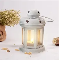 Hanging Lantern Tealight Holder - Decorations Items for Home Deacute;cor Set of 1 With Candles White Color-thumb2