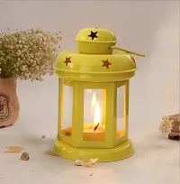 Hanging Lantern Tealight Holder - Decorations Items for Home Deacute;cor Set of 1 With Candles Yellow Color-thumb1