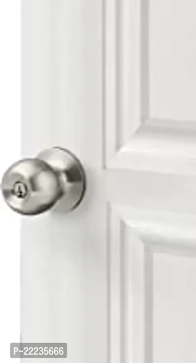 Stainless Steel Entry Door Knob With Lock And Keys, Exterior/Interior Door Handles For Bedroom Or Bathroom