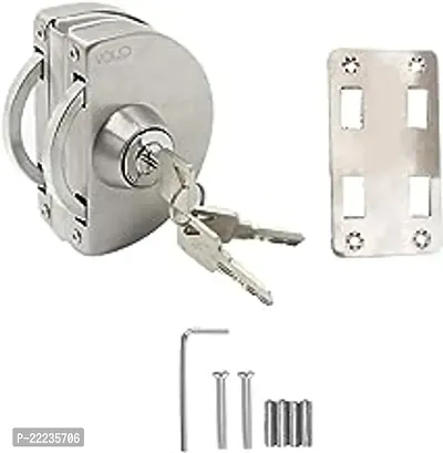 Stainless Steel Glass To Door Lock With Keys (Silver)