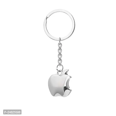 Stylish Apple Logo Silver Keychain Apple-thumb0