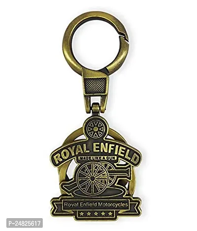 Stylish Royal Enfield Metal Keychain For Cars And Bikes Golden