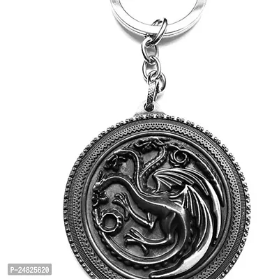 Stylish Silver Game Of Thrones Targaryen Big Circular Keyring Keychain Sliver-thumb0