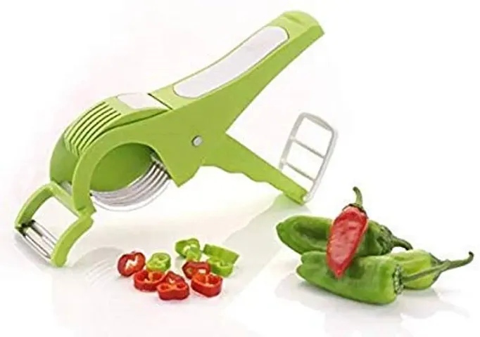 ONKAR 2 in 1 Vegetable & Fruit Cutter & Peeler,Veg Cutter Sharp Stainless Steel 5 Blade Vegetable Cutter with Peeler (Multi Color) Pack of 1 PCS