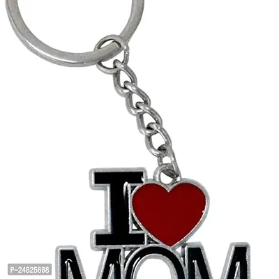 Stylish I Love Mom Mothers Day Gift Heart Black Red Metal Keychain For Car Bike Men Women Keyring