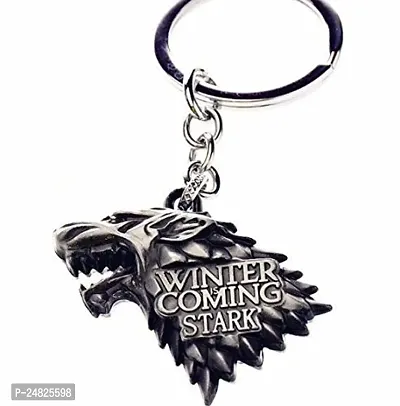 Stylish Game Of Thrones Gothic Winter Is Coming Stark Metallic Steel Key Chain Ring Sliver