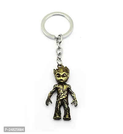 Stylish Groot Avengers Guardians Of The Galaxy Superhero Metal Keychain For Car Bike Gold-thumb0