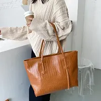 Stylish Brown Artificial Leather Textured Handbags For Women-thumb4