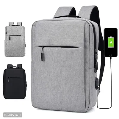 Stuard Casual Laptop Backpack With USB Charger Port 44cm 26 Litre Black College Waterproof Laptop Bag-thumb0