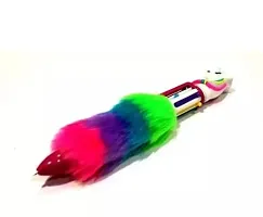 Unicron Multicolour Fur Pen | Rainbow Unicorn Fur Retractable Ballpoint Pens for School | Pack of 1 Unicorn Fur 6 in 1 Ballpoint Color Pen for Kids-thumb1