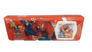 Spiderman Pencil Box with Calculator and Dual Sharpener (Red)-thumb1