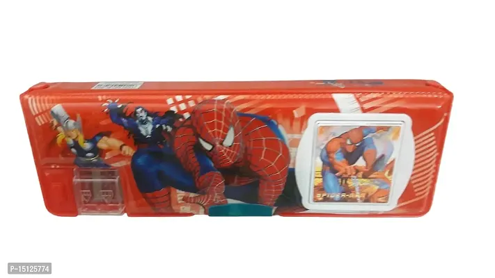 Spiderman Pencil Box with Calculator and Dual Sharpener (Red)-thumb2