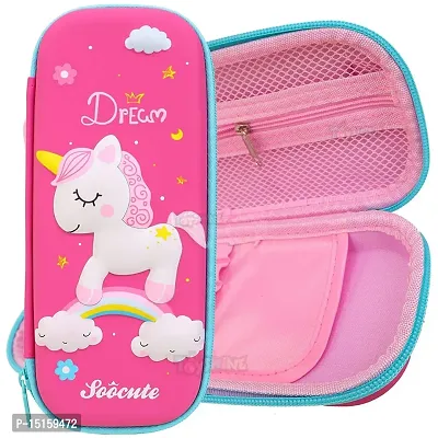 Pencil Case Dream Unicorn Pink Hardtop Pencil Case with Multiple Compartments - Kids School Supply Organizer Students Stationery Box - Girls Pen Pouch- Pink-thumb0