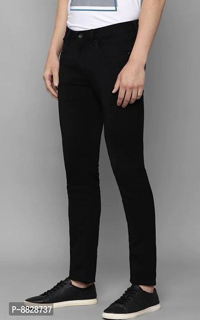 Black Denim Mid Rise Jeans For Men-thumb4