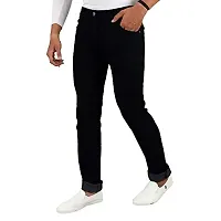 Men's Black Denim Jeans  Slim Fit Solid Mid Rise-thumb2
