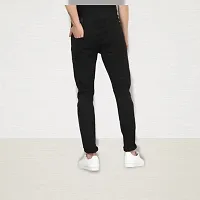Men's Slim Fit Solid Mid Rise Black Denim Jeans-thumb2
