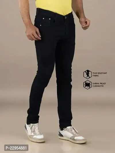 Men's Slim Fit Solid Mid Rise Black Denim Jeans