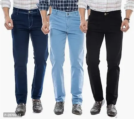 Classic Cotton Blend Solid Jean for Men, Pack of 3-thumb0