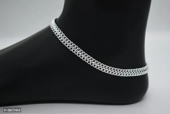 White Metal Traditi| Anklet for Women  Girls with Silver PLating|Indian Traditional White Metal Anklets Payal Pair for Women/Girls