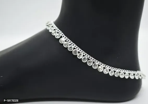 White Metal Traditi| Anklet for Women  Girls with Silver PLating|Indian Traditional White Metal Anklets Payal Pair for Women/Girls