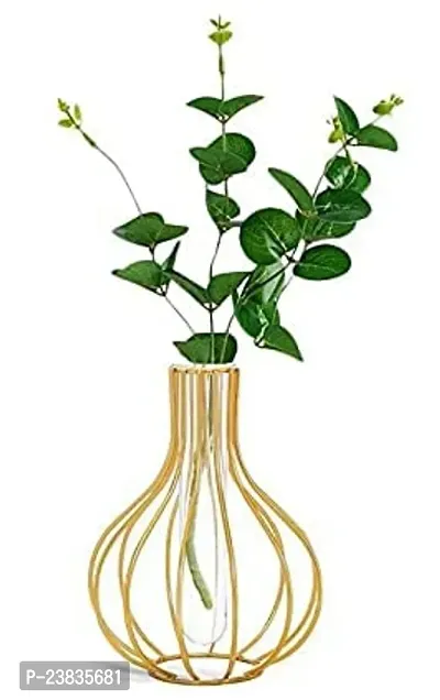 Metallic Flower Vase/Test Tube Glass Vase for Hydroponic Plant/Modern Home Decor Vase-thumb0