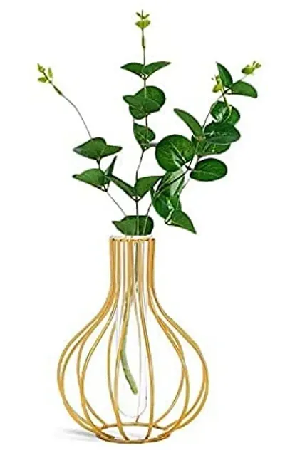 Metallic Flower Vase/Test Tube Glass Vase for Hydroponic Plant/Modern Home Decor Vase