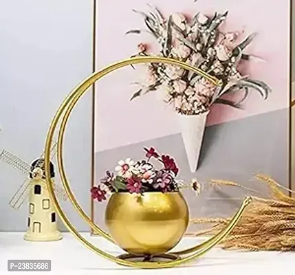 Geometric Design Vase with Gold Finish - Table Decorative Flower Pot-thumb0