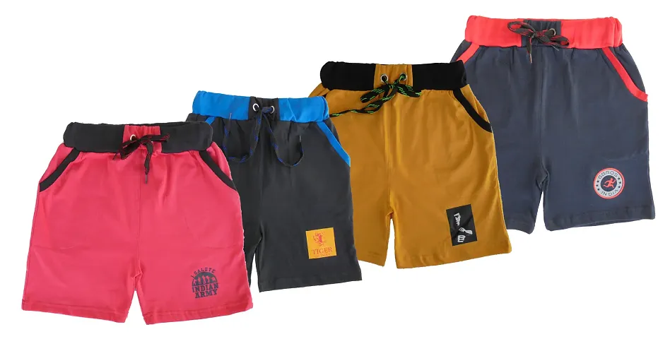 Boys Multicoloured Cotton Regular Shorts Pack Of 4