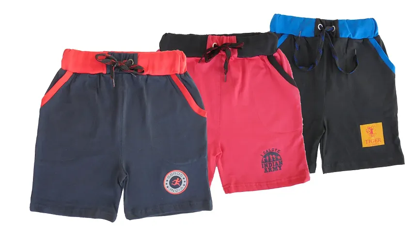 Boys Multicolored Cotton Regular Shorts Combo Pack
