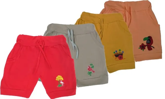 Fashionista Kids girls Embroidery shorts Pack of 4 Assorted colours