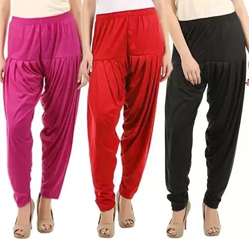 Stylish Cotton Solid Patiala for Women Pack of 3