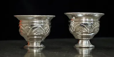 Sigaram 2 German Silver KumKum Barani is best for Home, Office and Temple Poojas K3116 Silver Plated-thumb1