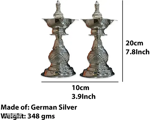 Sigaram 2 German Silver Diya is best for Home, Office and Temple Poojas K3131 Silver Plated-thumb5