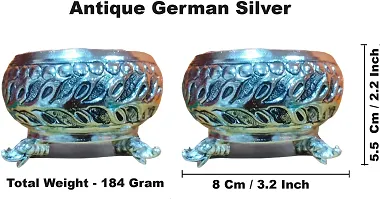 Sigaram Antique German Silver Kum Kum Cup With Lay For Home Pooja Decor K4390-thumb1