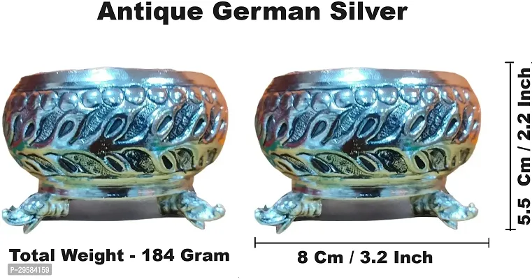 Sigaram Antique German Silver Kum Kum Cup With Lay For Home Pooja Decor K4390-thumb2