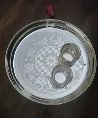 German Silver Plate and Kum Kum Cup For Home Pooja-thumb2