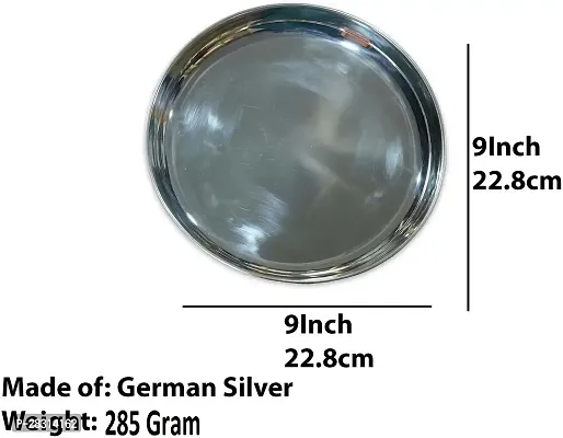 German Silver 9 Inch Plain Plate Useful For Home Pooja-thumb3