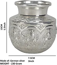 Sigaram German Silver 5 Inch Ashtalakshmi Kalash or Chambu For Home Pooja Decor K2559 Silver-thumb3