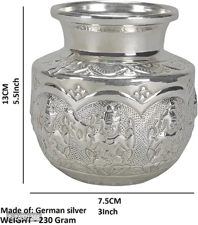 Sigaram German Silver 5 Inch Ashtalakshmi Kalash or Chambu For Home Pooja Decor K2559 Silver-thumb4