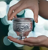 Sigaram German Silver 2.5 Inch Kum Kum Bharani Cup For Home Pooja Decor K2527 Silver Plated-thumb1