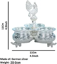 Sigaram German Silver 3Cup Panchwala With Peacock Head For Home Pooja Decor K2579 Silver Plated-thumb3