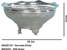 Sigaram German Silver 10X5 Inch Designed Flower Basket For Home Pooja Decor K3109 Silver Plated-thumb4