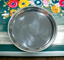 Sigaram German Silver 7 Inch Plain Plate for Home Pooja Decor K3119 Silver Plated-thumb1