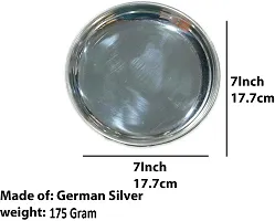 Sigaram German Silver 7 Inch Plain Plate for Home Pooja Decor K3119 Silver Plated-thumb2